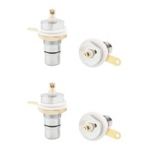 4 Rhodium Plated RCA Socket Female Panel Mount Plug Audio DIY Terminal Chassis