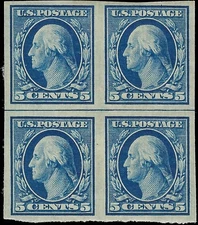 c1909 5c USA - Sc# 347 - Single Line Block, MH, OG