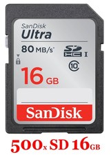 LOT 500x SanDisk Ultra 16GB 80MB/s SD SDHC SDSDUNB Camera Card 10 x 16 GB