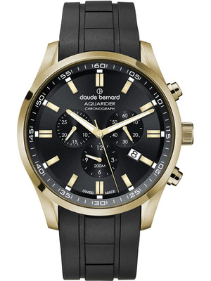 Claude Bernard 10222-37JCA-NID Black Dial Gold Tone Men's Swiss Watch