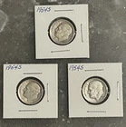 3 1954 S ROOSEVELT DIMES, CIRCULATED, UNGRADED