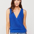 Electric blue ribbed knit sleeveless wrap top size small