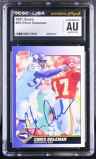 Chris Doleman Signed 1991 Score Card #56 Minnesota Vikings CGC AU JSA 10 Auto