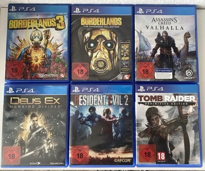 6 PS4 Spiele Paket Resident Evil 2 Valhalla Borderlands Tomb Raider USK18