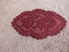 Beautiful Collectible Heritage Lace Doily Runner Deep Burgundy 9.5 x 5.5" NICE