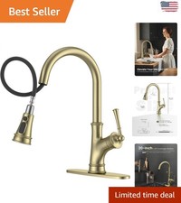 Elegant Antique Gold Kitchen Faucet with Pull Down Sprayer and Easy Installation