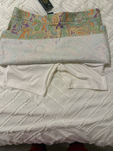 Gonna pantaloncino golf Ralph Lauren donna 6 arcobaleno multi paisley preppy zip laterale - Foto 5 di 5