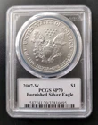 2007-W $1 Burnished Silver Eagle PCGS SP70 Edmond Moy Signed #7109