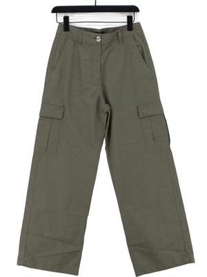 Volcom Damen Hose W 25 in grün 100% Baumwolle weites Bein Cargo