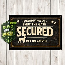 Dog Yard Warning Bold White Typography Outdoor Metal Tin Sign 8x12