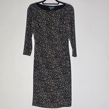 Lauren Ralph Lauren Womens NWT  Dress Small Ruched 3/4 Sleeve Stretch Size 6