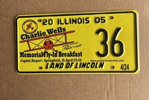 2005 Illinois Special Event License Plate 36 Charlie Wells Memorial Fly-in 