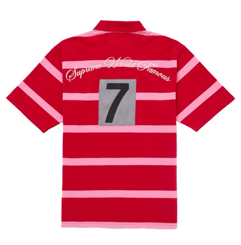 Supreme Cursive Polo Red Stripe Size XL SS25 In hand Brand