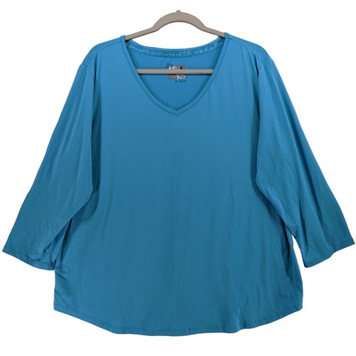 Muk Luks Pajama Top XL Blue The Original VNeck Pjs Sleepwear 3/4 Sleeve Draped