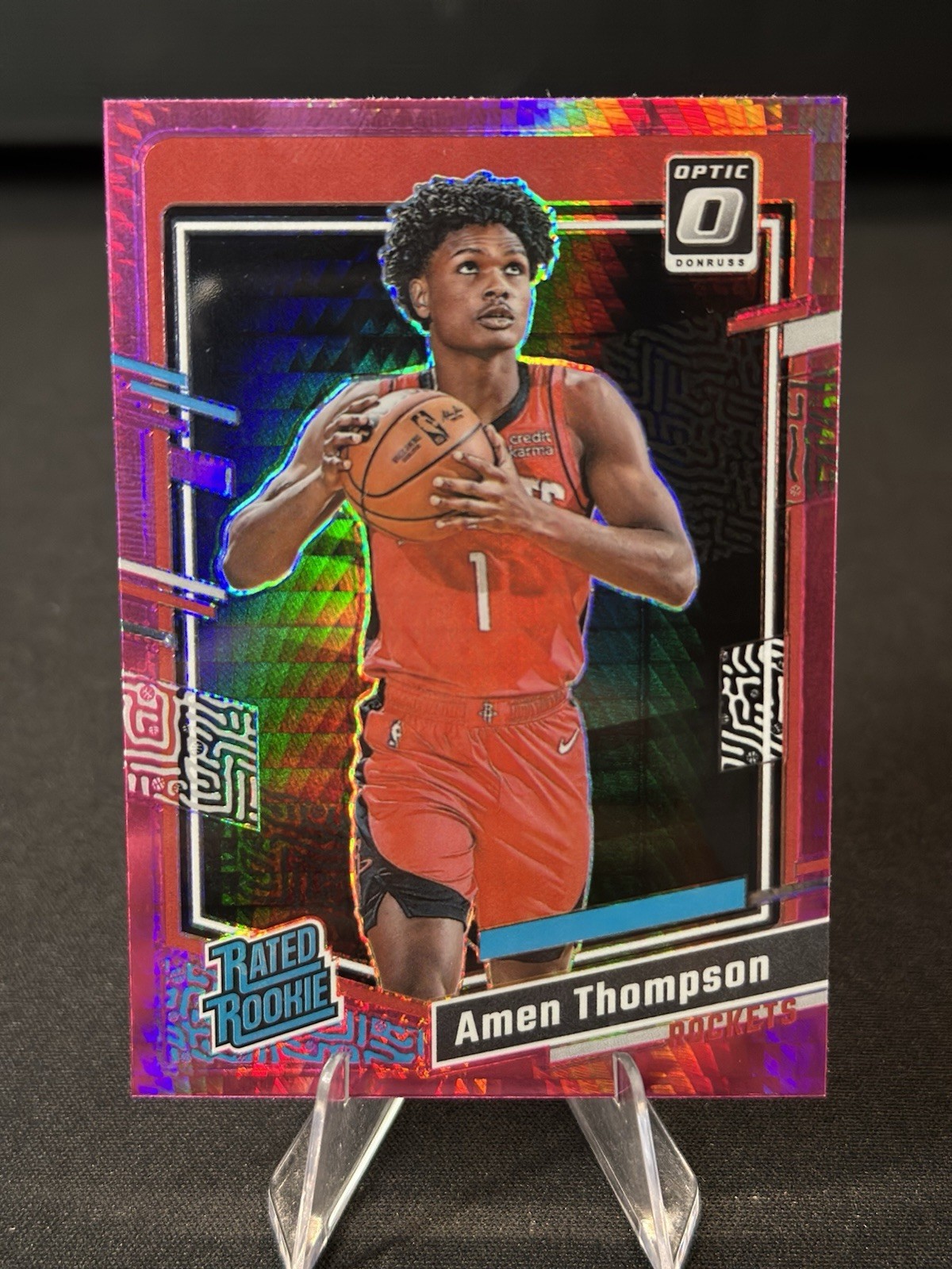 Amen Thompson 2023-24 Donruss Optic Rated Rookie Pink Hyper Prizm #229 RC