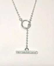 925 STERLING SILVER WHITE GOLD OVERLAY MOISSANITE DVVS1 T BAR NECKLACE PENDANT