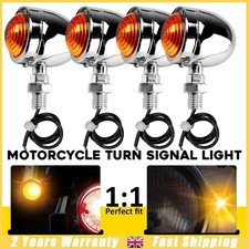4x 12V Chrome Motorcycle Turn Signals Mini Bullet Blinker Amber Indicator Lights