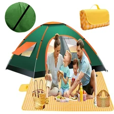 Pop Up Camping Tent, Instant Pop Up Tent for 3 Person with 80"x 80" Picnic Ma...
