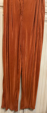 Nasty Gal Women's Ribbed Pleated Front Wide Leg Trouser Pants Rust Orange Size 8