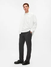 New Gap Men Relaxed Trouser Pant Charcoal Gray 30x30 32x30 Soft Wool Blend