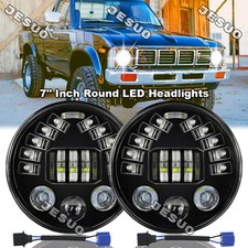 For 1979 1980 1981 Toyota Pickup Pair 7'' Inch Round LED Headlights Hi/Lo Beam