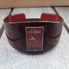 S.Oliver Damenuhr Quartz Spangenuhr Bordeauxrot Rot RAR Retro Kunststoff Schmuck