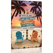 Style Vintage Tropical Beach Sunset Tin Metal Signs Home D cor 8x12
