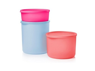 Tupperware Basic Bright Large Round Container 3-Pc Set New