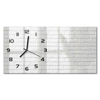Wanduhr Im Querformat Glasuhr Aus Glas Backsteinwand Schwarze Zeiger 60X30 Cm