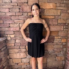 Express Dress 6 Black Chiffon Strapless Cocktail Little Black Dress Y2K LBD