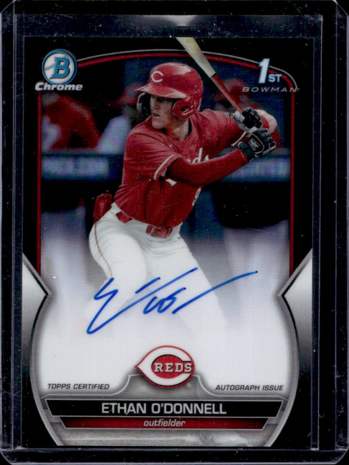2023 Bowman Draft Ethan O'Donnell Chrome Auto Black Refractor 1st #/75 Reds