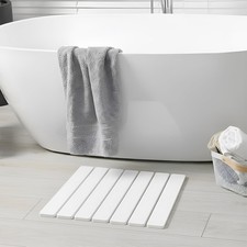 Foldable Stone Bath Mat, 15.7"x11.8" Diatomaceous Earth Bath Mat, Non-Slip Qu...