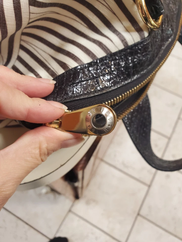 Henri Bendel West 57th Stripe Brown White Weekender Duffel Tote Bag Good Cond - Image 3 of 4