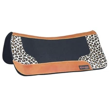 38HS Hilason Western Wool Felt Horse Saddle Pad With Cheetah Print Leather