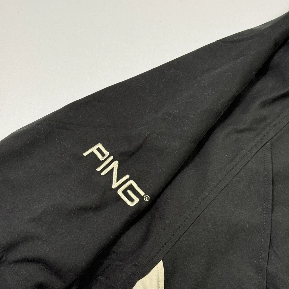 Мужской пуловер PING Golf XL черный бежевый на молнии с коротким рукавом реглан ветровка - Изображение 3 из 4