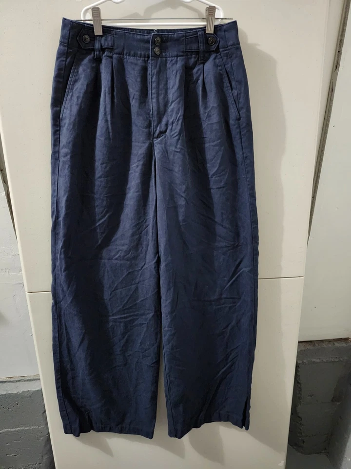 Pantalones Madewell Mujer 4 Azul The Harlow Chino Pantalón Ancho Recto Mezcla de Lino Foto 2 de 4