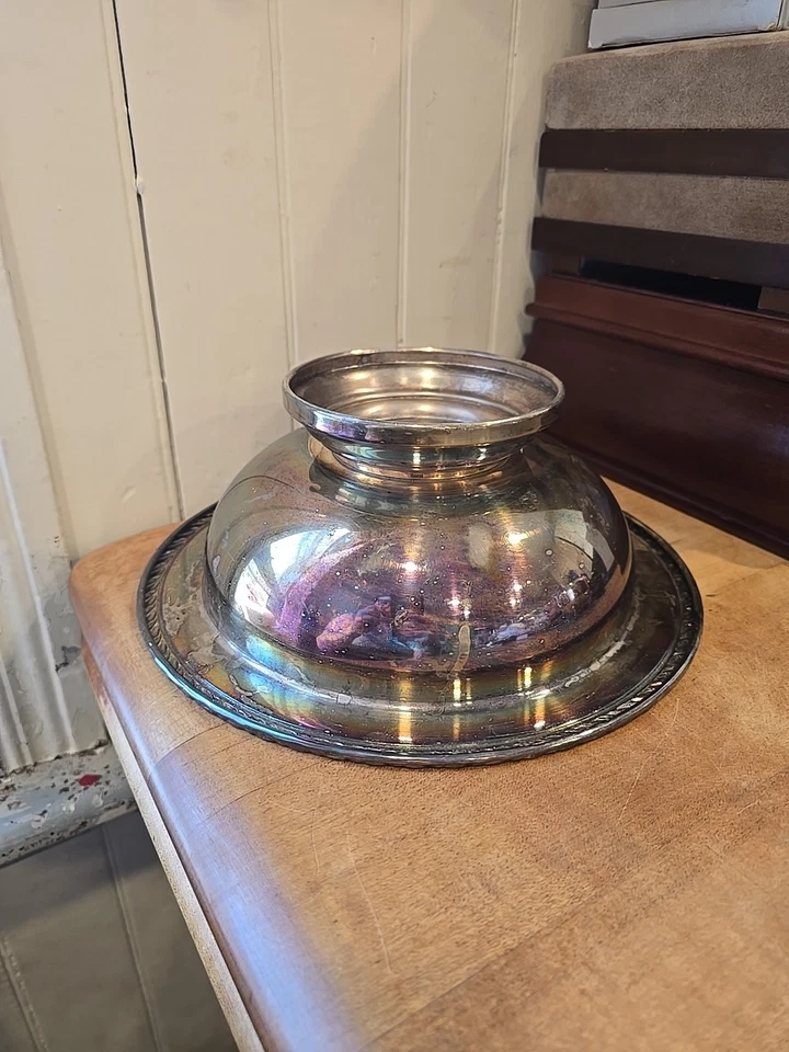 Cuenco vintage WM Rogers de Oneida Ltd. decoración de altar de platería caprichoso Foto 4 de 4