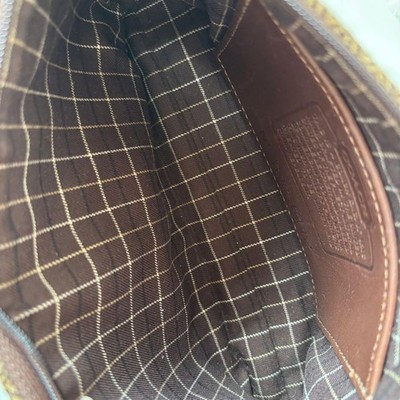 COACH Old Coach Herringbone Accessory Pouch Wool Leather Brown