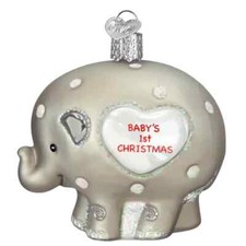 Old World Christmas BABY'S 1ST ELEPHANT 12699 Glass Ornament w/Box