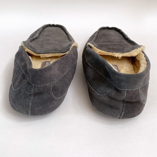 Eddie Bauer Slippers Gray Suede Faux Fur Men's Size 9M Venetian Hard Sole - Picture 5 of 8