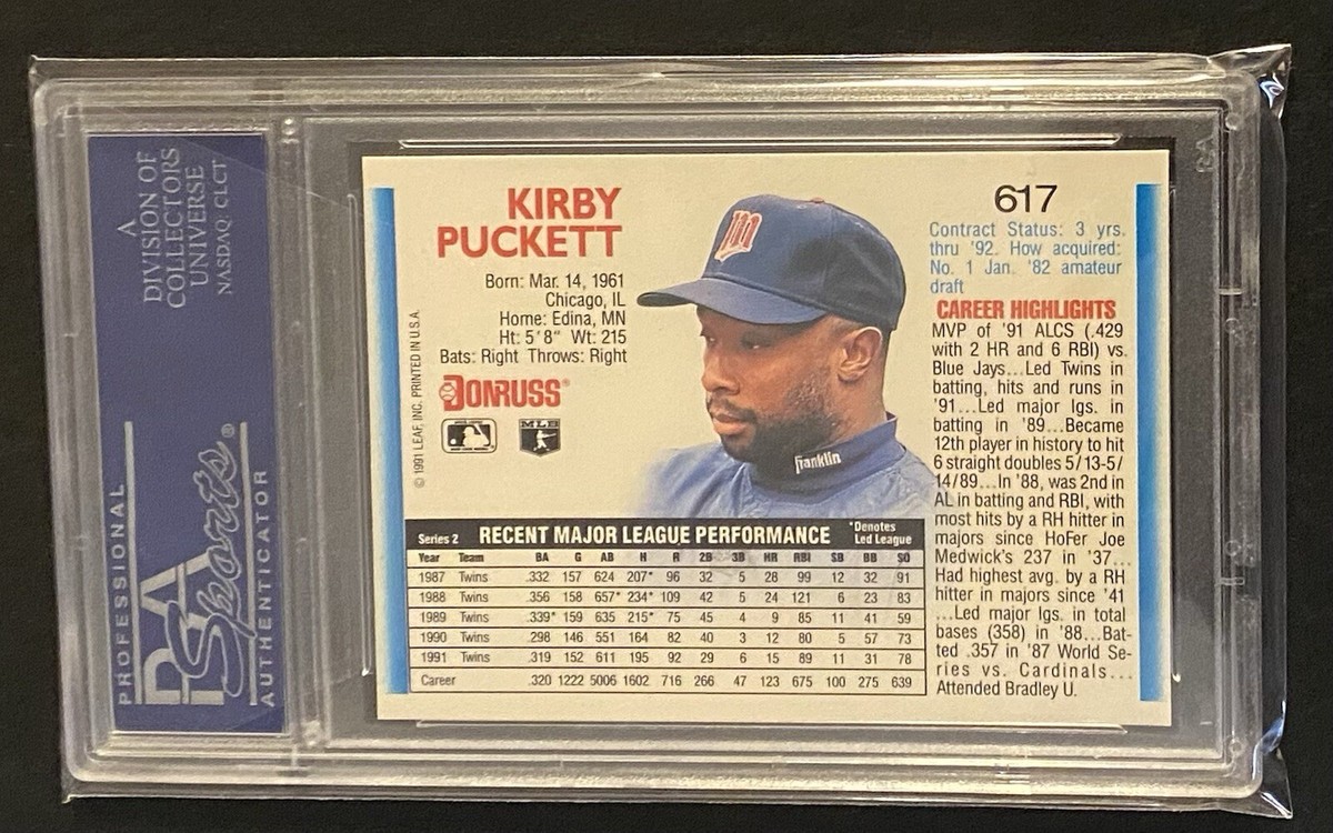 1992 Donruss Kirby Puckett Gem PSA 10 #617 | eBay