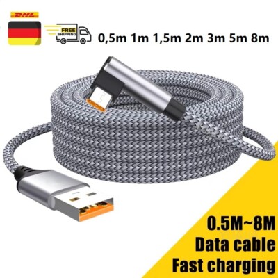 0,5m - 8m Typ C USB-C USB 90° Winkelkabel schnell Ladekabel für Samsung Huawei