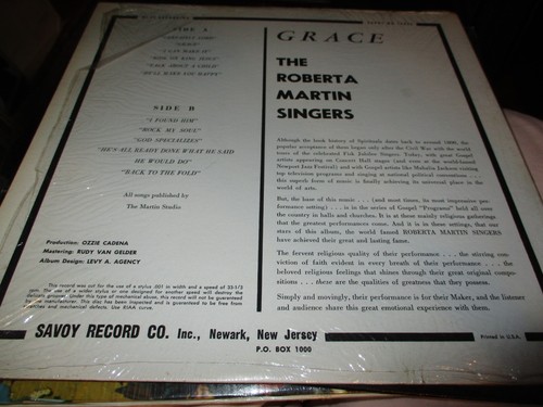 1958 THE ROBERTA MARTIN SINGERS Grace LP Savoy 14022 Soul Gospel Shrink VG/NM - Picture 3 of 3