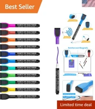 Magnetic Whiteboard Markers - 12 Count Colorful Fine Tip Dry Erase Markers with