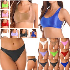 Mujeres Brillante Yoga Deportes Fitness Conjunto Camisetas sin mangas cortas con bikini Calzoncillos Traje de baño
