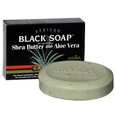 Madina African Black Soap Shea Butter & Aloe Vera 100% Vegetable base 3.5oz 1 ea