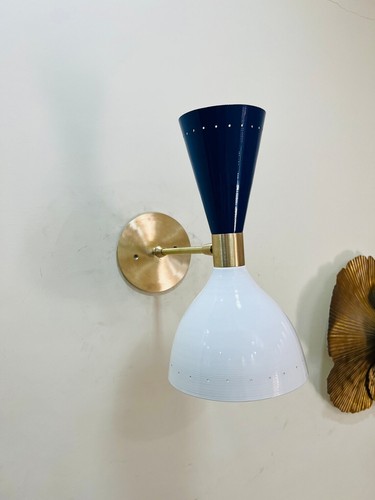Wall Scone 2 Light Modern Handcrafted Brass Mid Century Stilnovo Wall Light Fixt - Picture 2 of 7