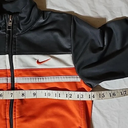 Nike Boys Size 7 Gray Orange Long Sleeve Zippered Track Jacket Used - Picture 12 of 14