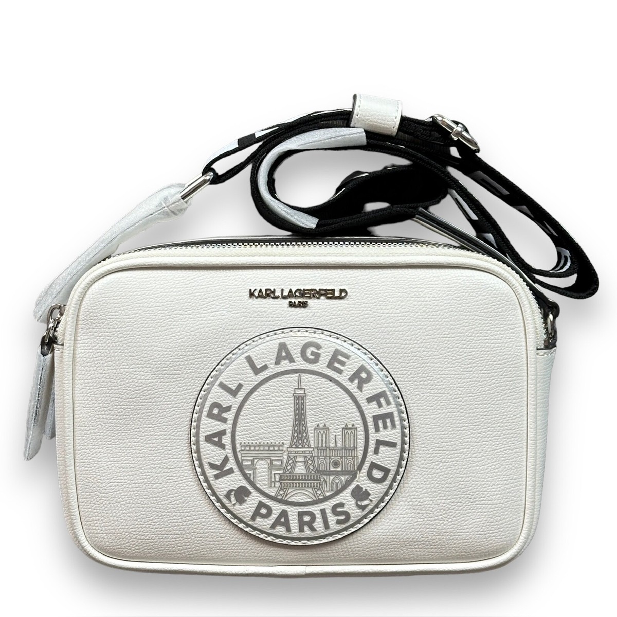 Karl Lagerfeld Paris Maybelle Medallion Camera Crossbody Bag White