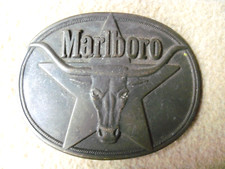 1987 Vintage Marlboro Belt Buckle Solid Brass Philip Morris Inc Western Steer